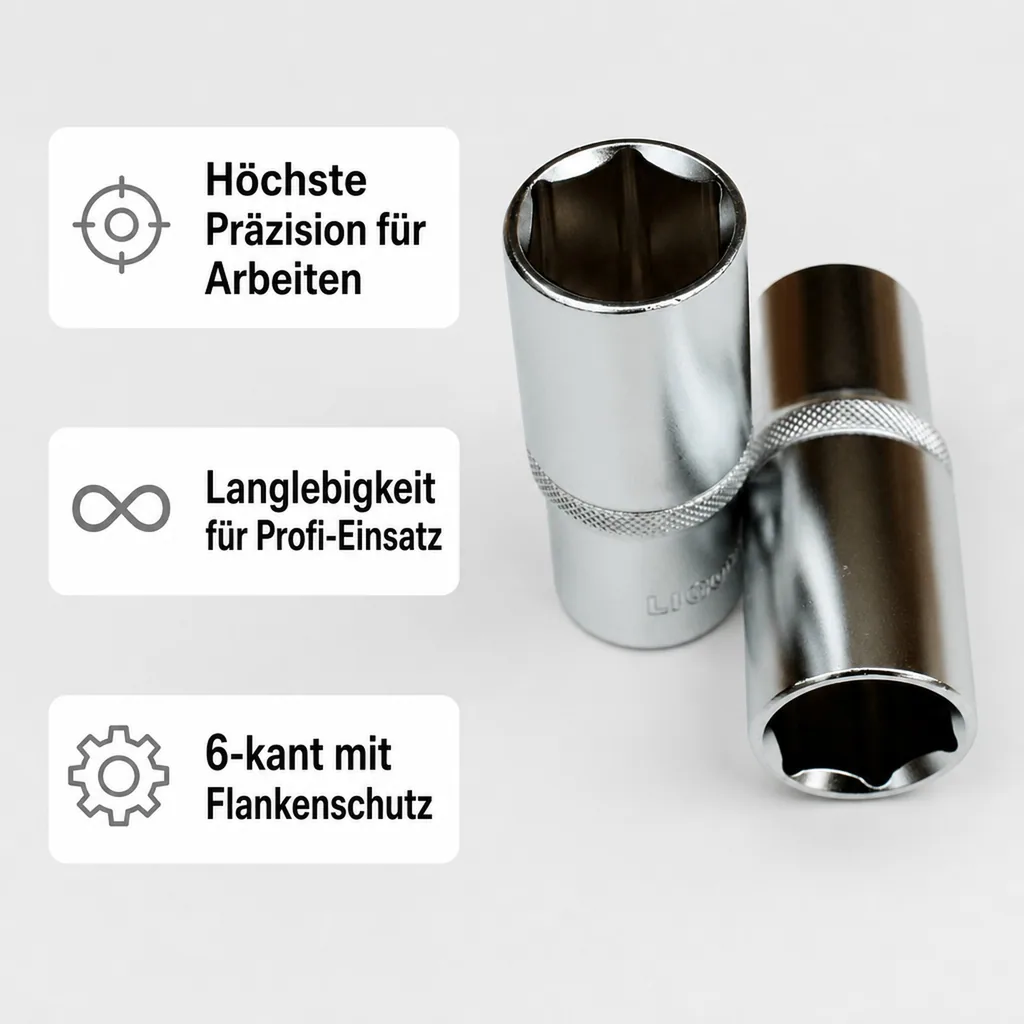 Stecknuss 27mm, 1/2 Zoll Langnuss für Knarre Ratsche, 6-Kant Cr-V