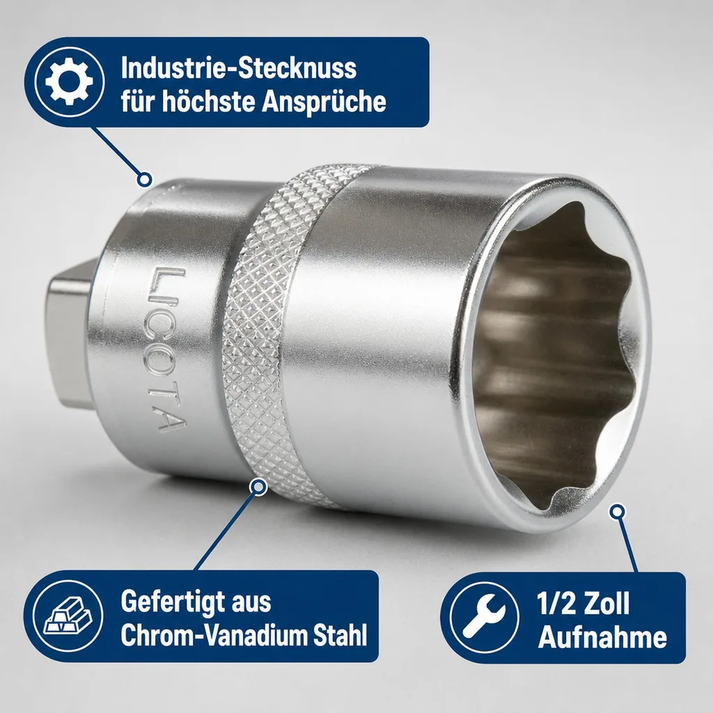 Stecknuss 1/2 Zoll, 27mm, Super-Lock, Cr-V Stahl, Industrie Ausführung