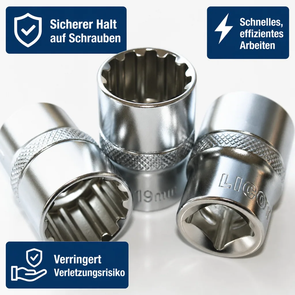 Stecknuss 30mm, 1/2 Zoll Nuss, Vielzahn Nuss, Cr-V Stahl