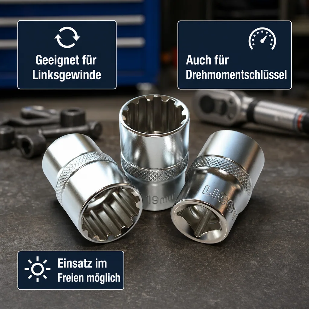 Stecknuss 30mm, 1/2 Zoll Nuss, Vielzahn Nuss, Cr-V Stahl