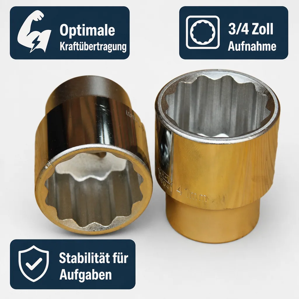3/4 Zoll Nuss 33mm, Cr-V Stecknuss, 12-Kant