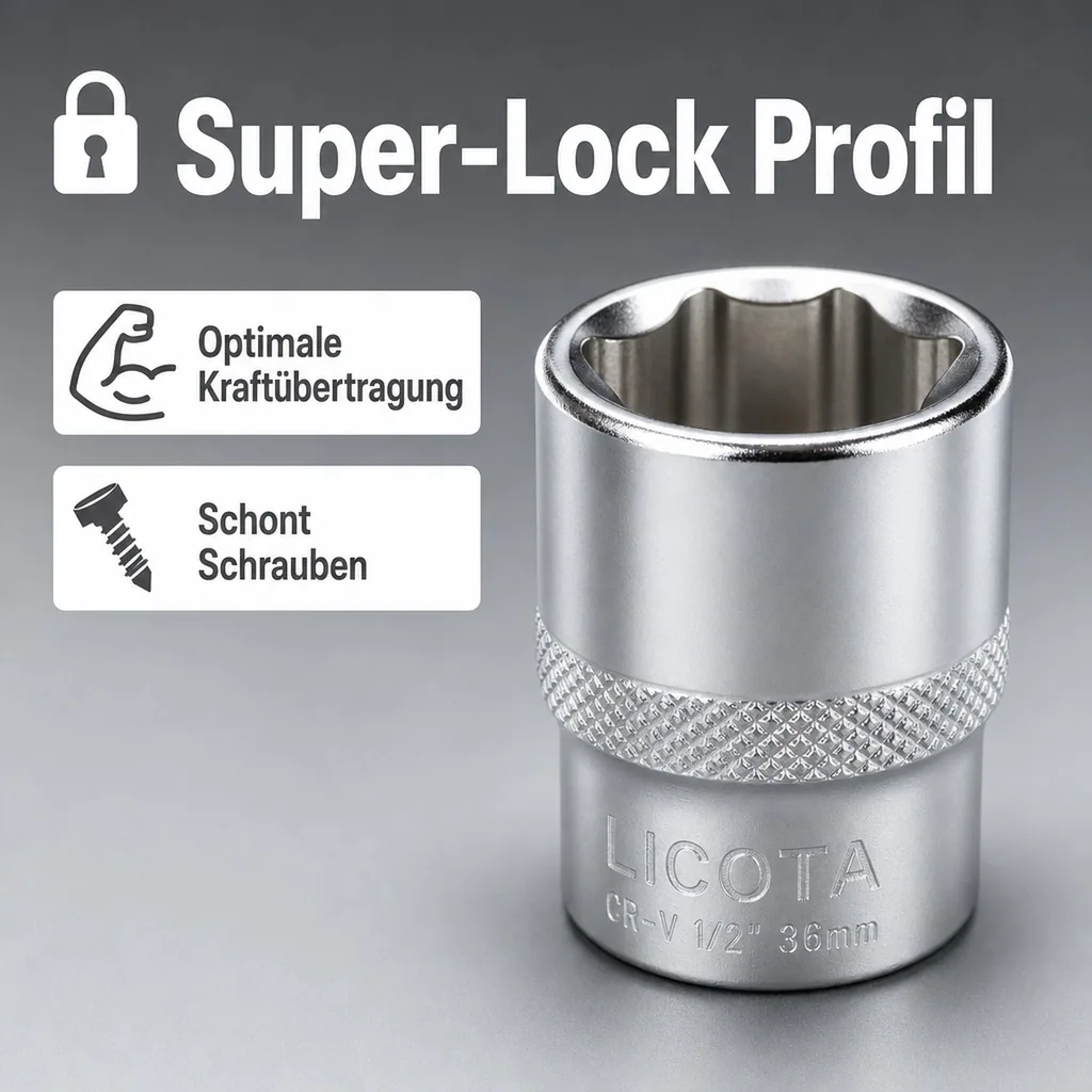Stecknuss 36mm, 1/2 Zoll, Super-Lock, CrV
