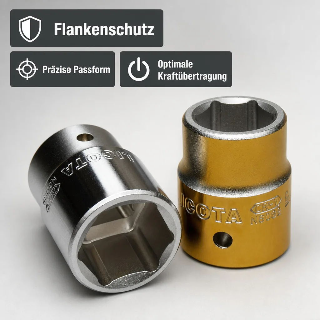 3/4 Zoll Nuss 38mm, Stecknuss Cr-V, 6-Kant, für Knarre, Ratsche