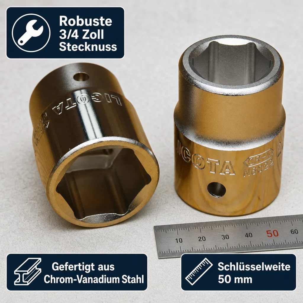 3/4 zoll Nuss, Steckschlüssel Nuss, CrV, SW50 mm