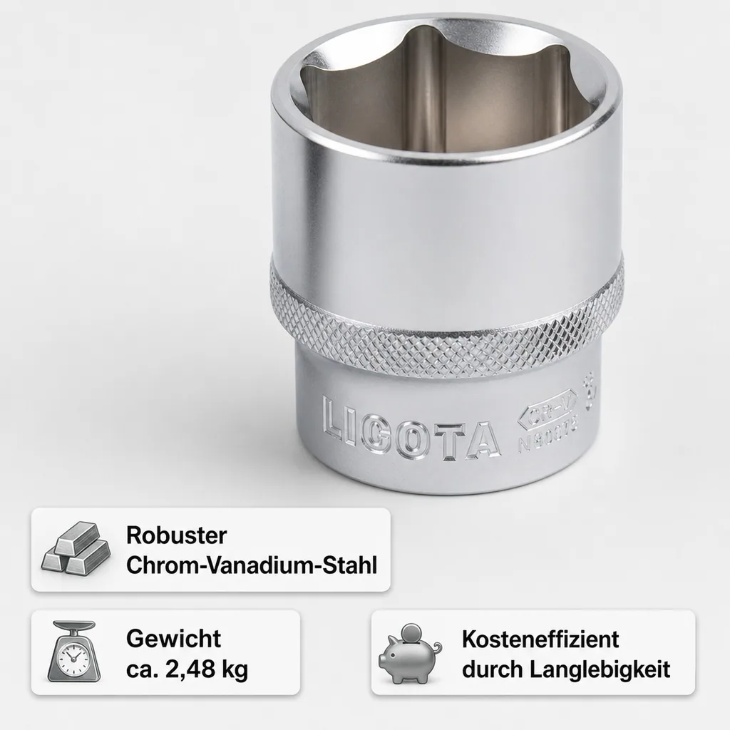 1 Zoll Stecknuss, Industrie, 75mm, Cr-V, 6-kant Nuss, -Shop24