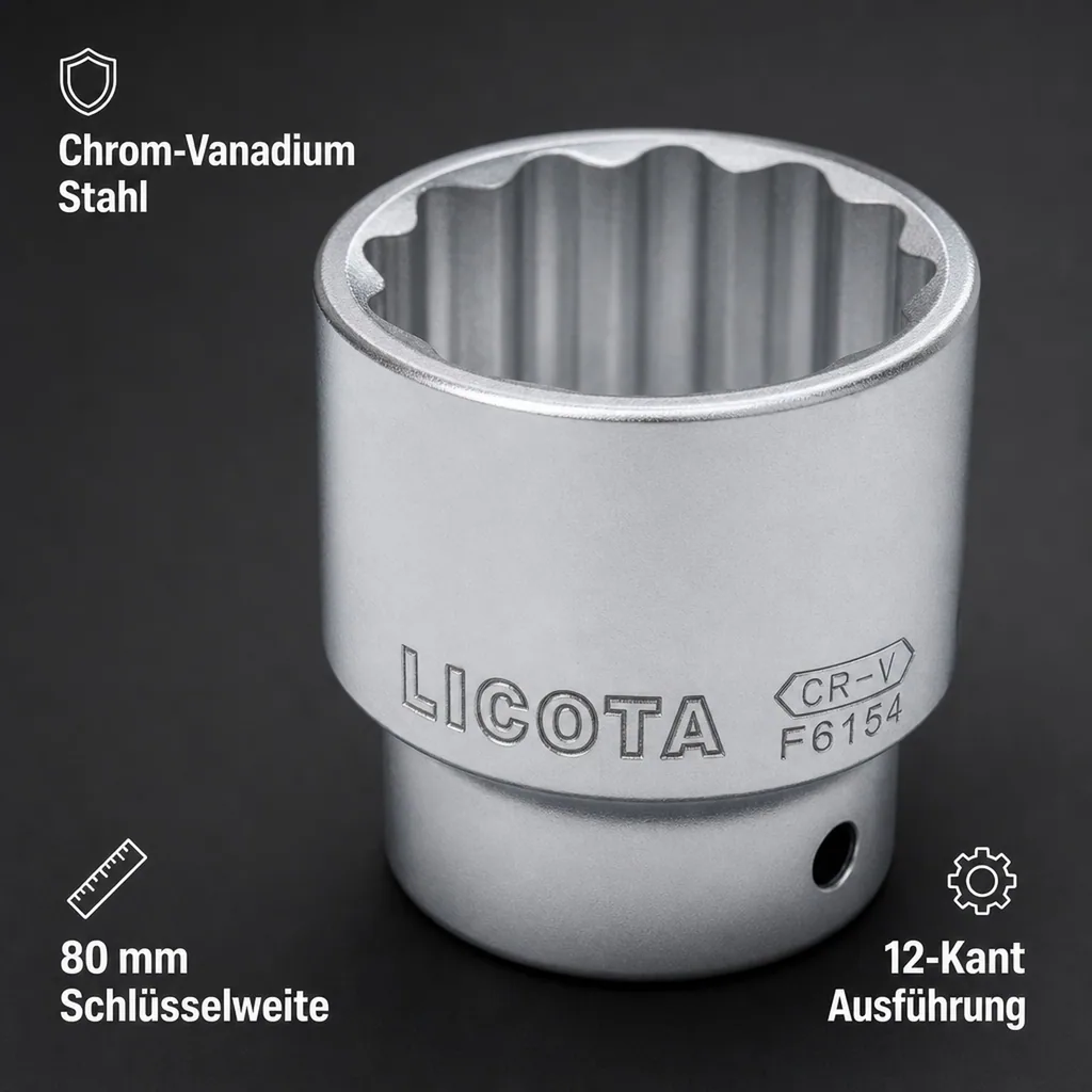 1 Zoll Stecknuss, 80mm, 12-Kant Nuss, Industrie Qualität