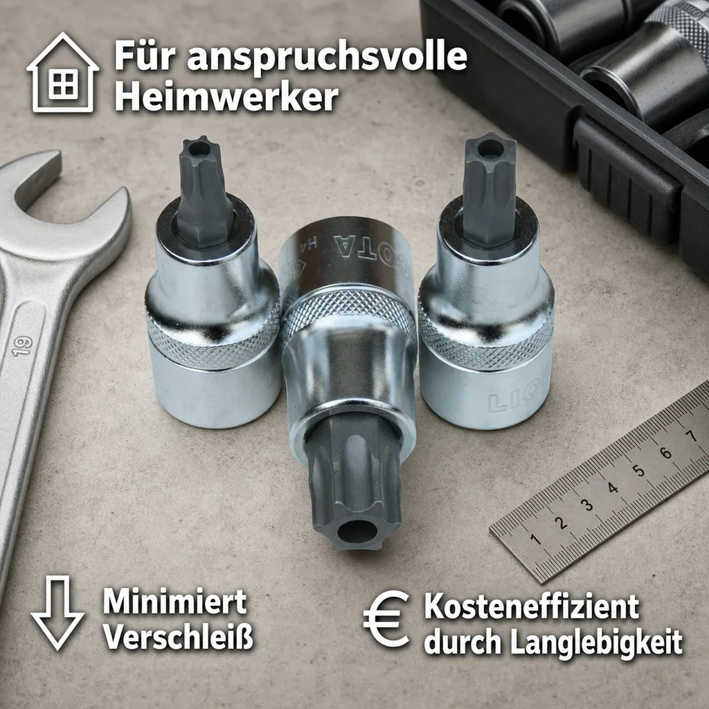 Innensechskant Nuss T55, 1/2 Zoll, CrV S2 Stahl, mit Stirnloch, Industriequalität