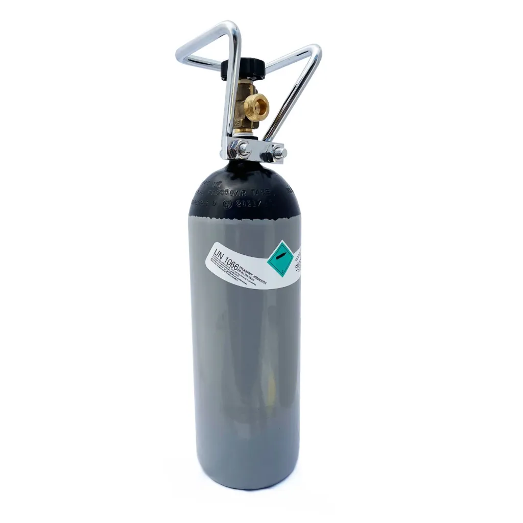 ich-zapfe Stickstoff Flasche 2l mit Flaschencage - Flasche mit Zwei Litern Stickstoff in Lebensmittelqualität zum Zapfen von Stout Bieren mit dafür geeigneten Bier Zapfanlage