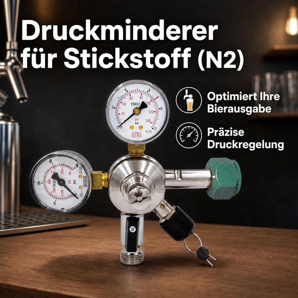 Druckminderer, Druckregler, Druckreduzierventil - Stickstoff (N2), 1-leitig, Ausführung: 3 bar