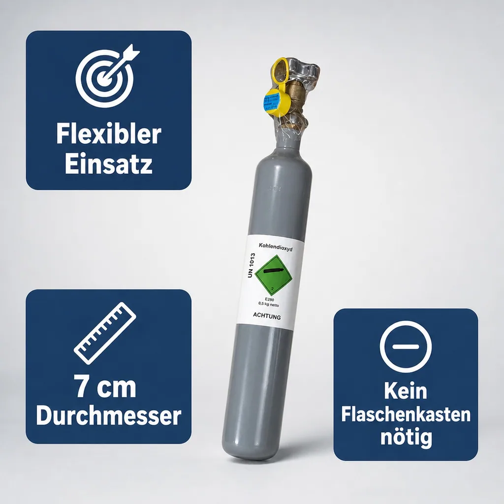 CO2 Flasche, Kohlensäureflasche, Gasflasche CO2 - 0,5 kg, ohne Flaschenhalter