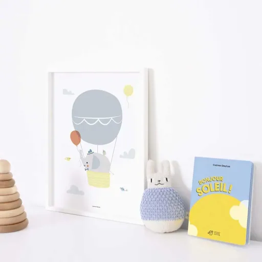 Lilipinso Poster Elefant im Ballon grau gelb