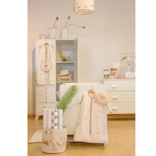 Taftan Aufbewahrungskorb "Hello World" rosa beige