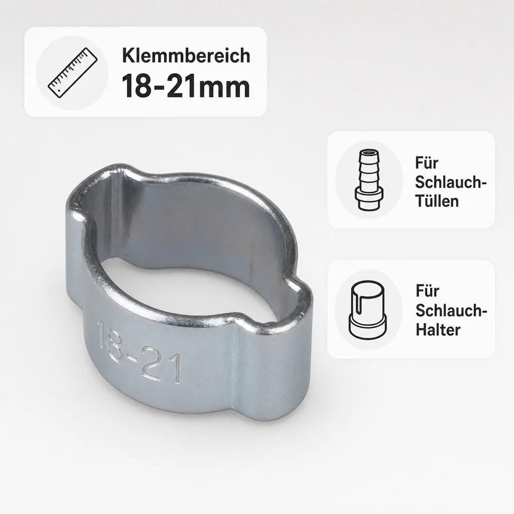 10 Stück W1 2 Ohr Schellen Klemmschellen 18-21mm