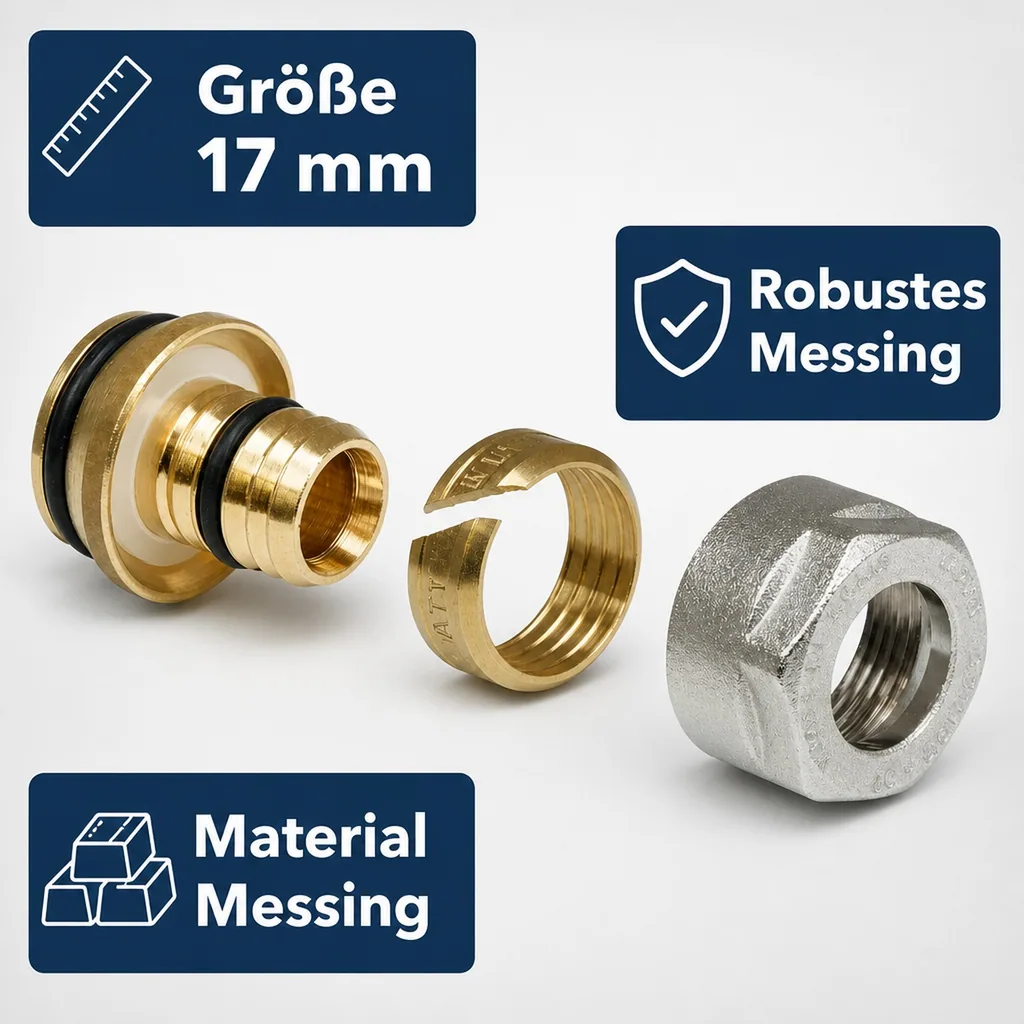 Eurokonus Klemmringverschraubung 17mm, Heizung, mit Mutter