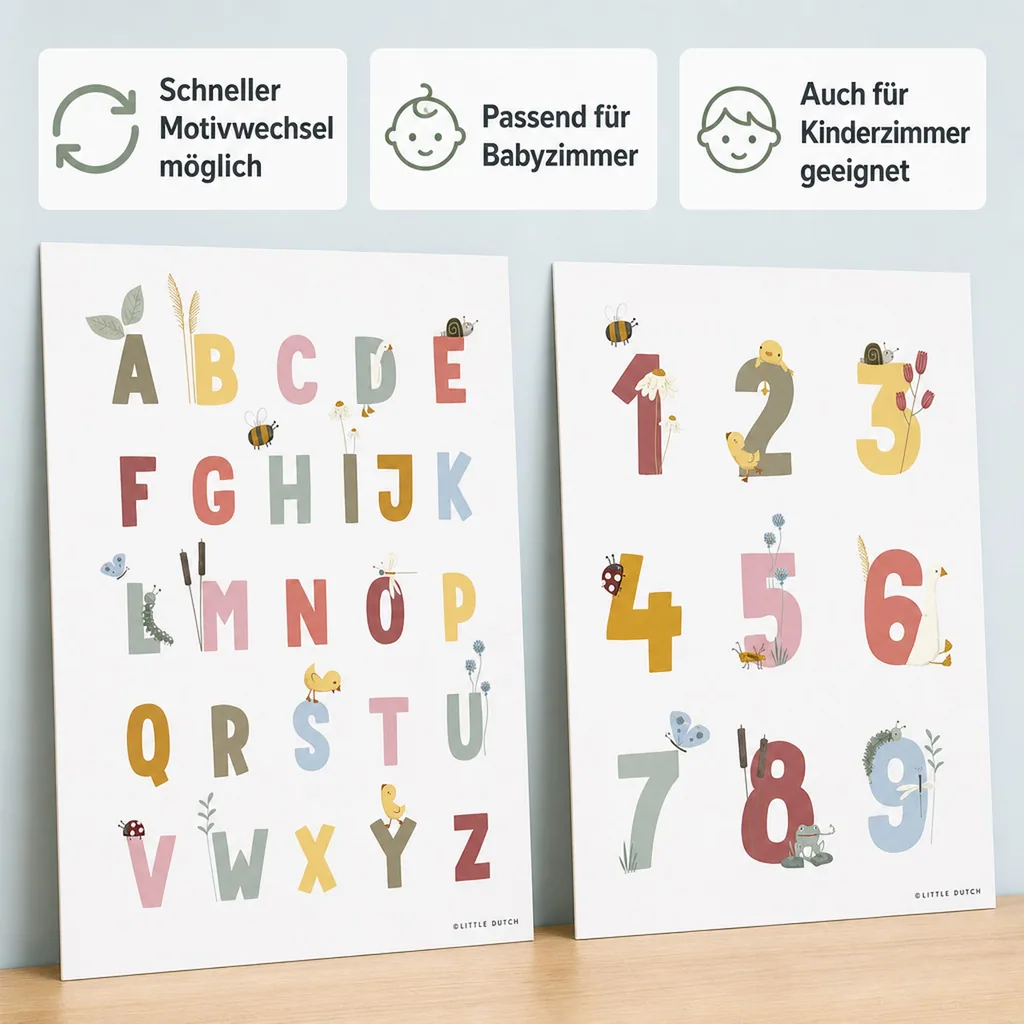 Little Dutch Poster ABC & Zahlen rosa "Little Goose"  zweiseitig