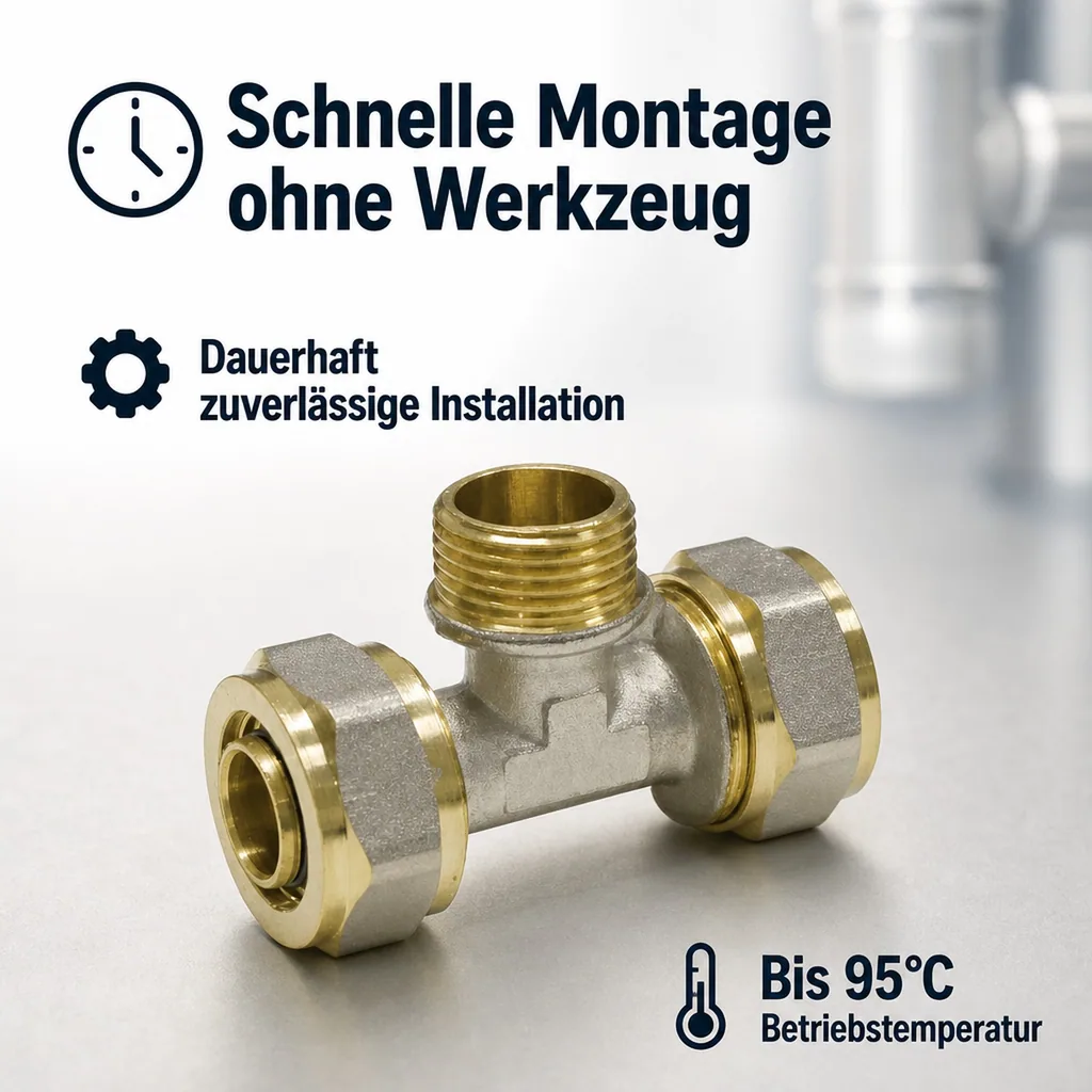 Schraubfitting T-Stück 26 x 3, 1 Zoll AG, Verbinder für Trinkwasser