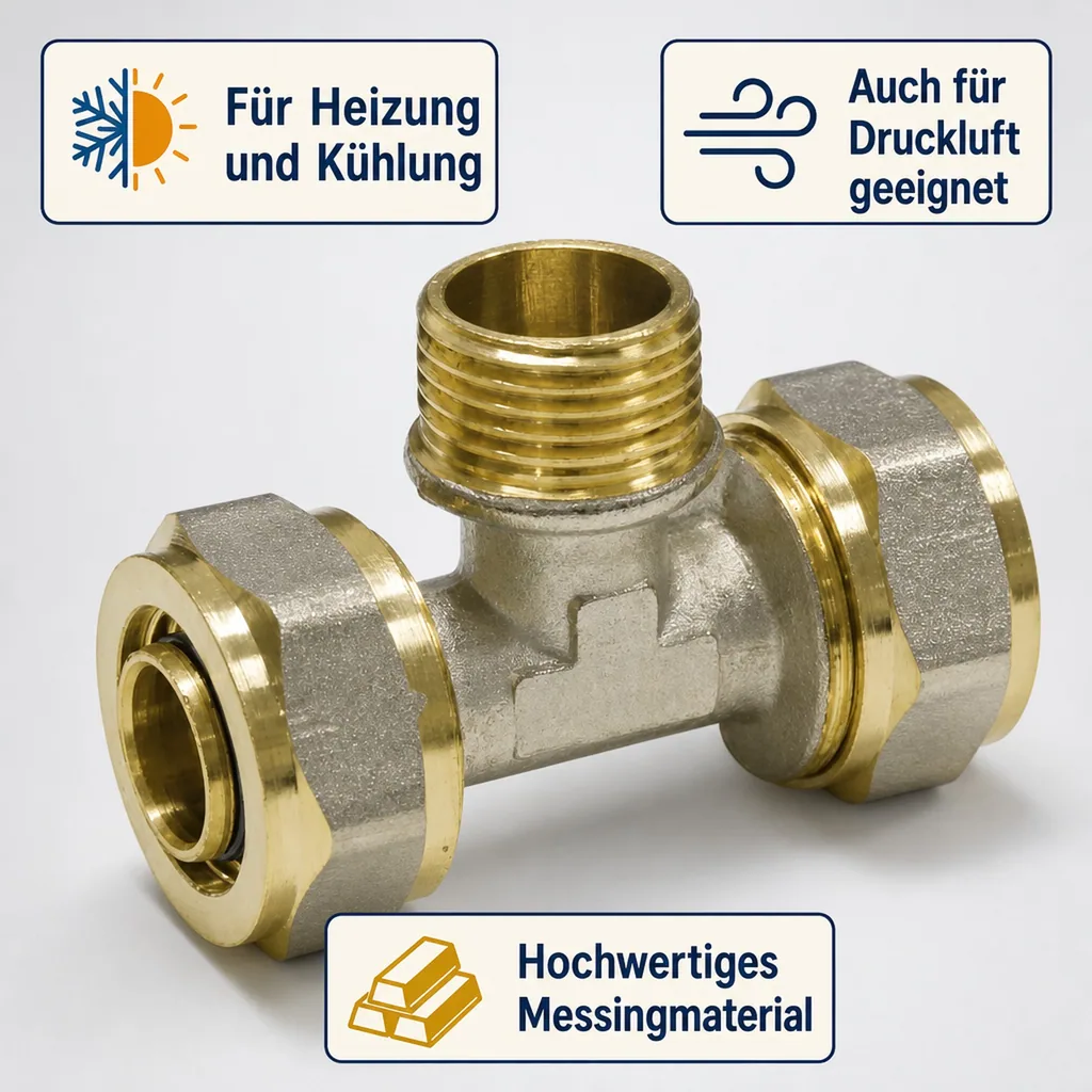 Schraubfitting T-Stück 26 x 3, 1 Zoll AG, Verbinder für Trinkwasser