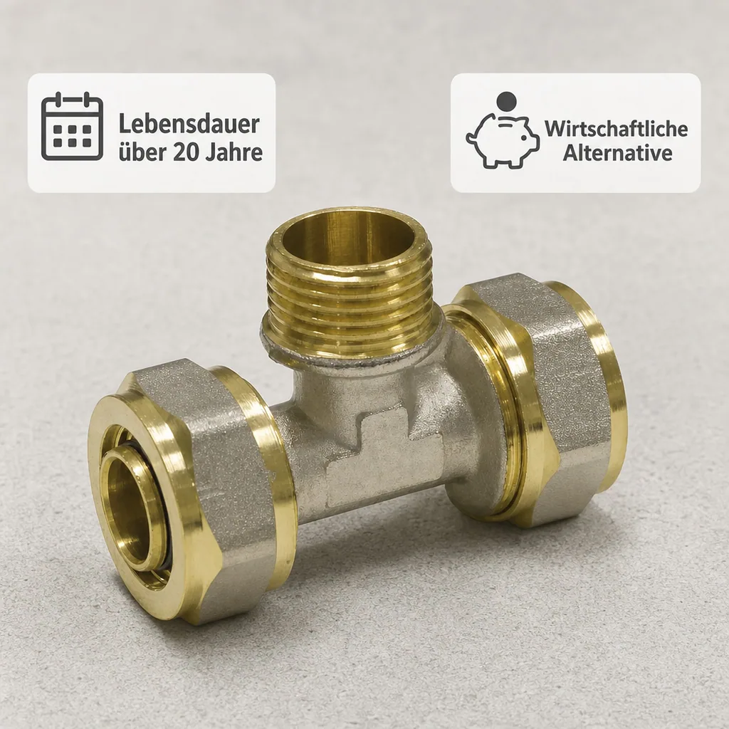 Schraubfitting T-Stück 26 x 3, 1 Zoll AG, Verbinder für Trinkwasser