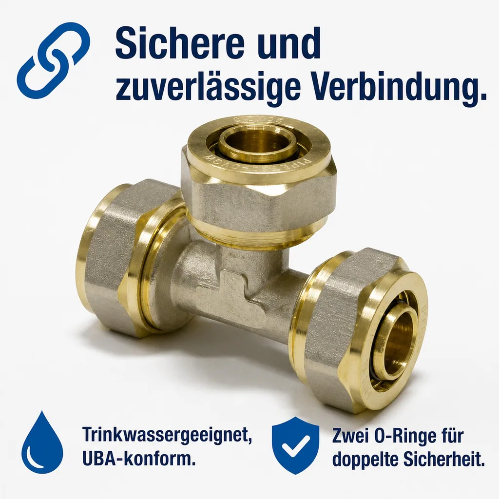Schraubfitting Installation, T-Stück 26mm