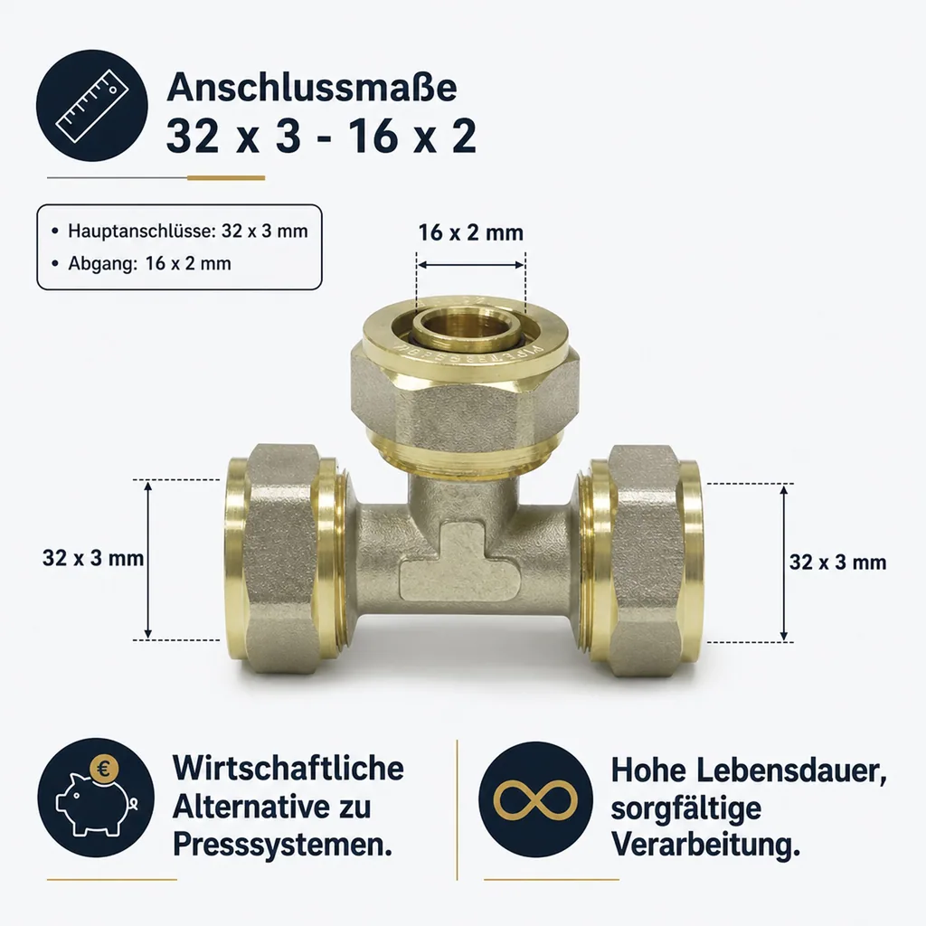 Schraubfitting T-Stück, Reduziert, Rohrverbinder