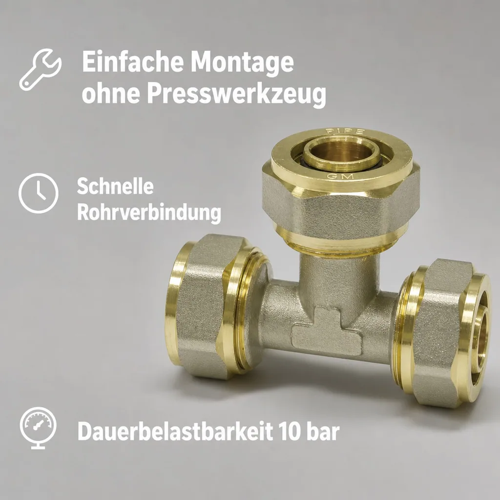 Schraubfitting T-Stück Mitte reduziert 32 x 3 - 20 x 2 - 32 x 3