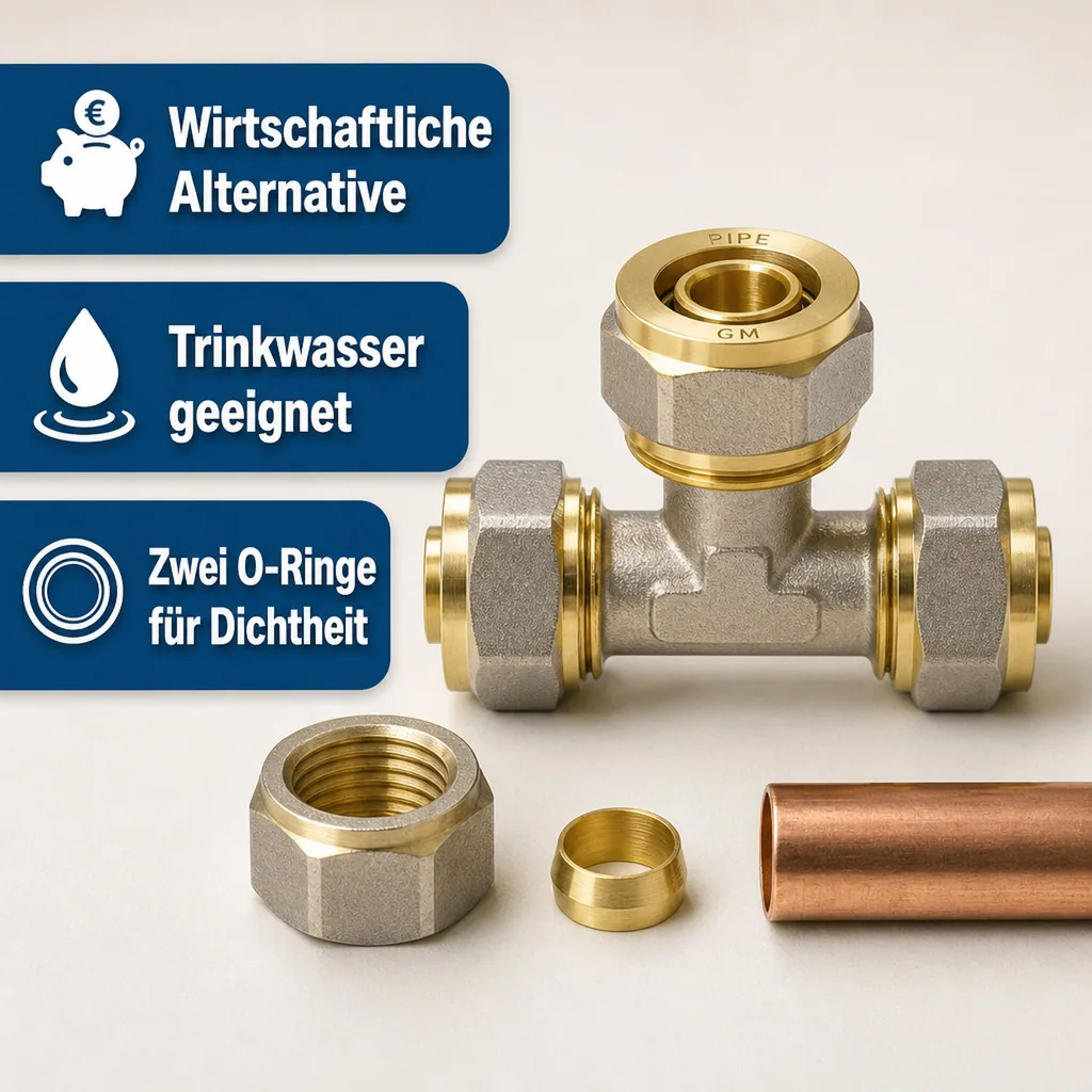 Schraubfitting T-Stück Mitte reduziert 32 x 3 - 20 x 2 - 32 x 3