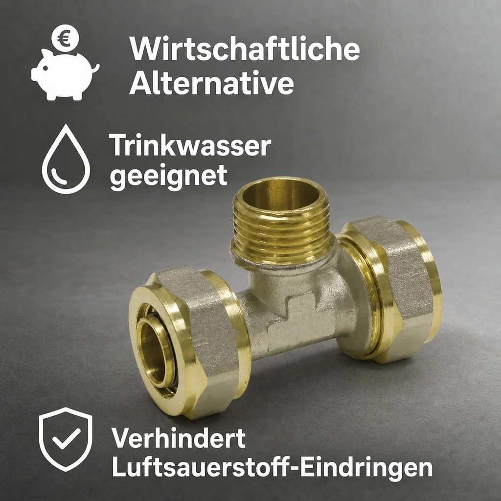 Schraubfitting T-Stück 20 x 2 - 1/2" AG - 20 x 2