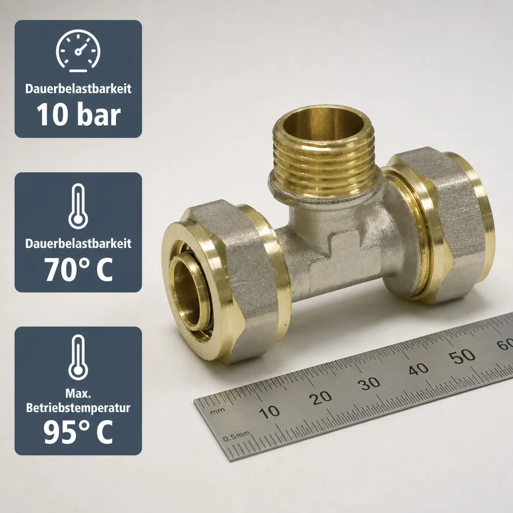 Schraubfitting T-Stück 32 x 3 - 3/4" AG - 32 x 3