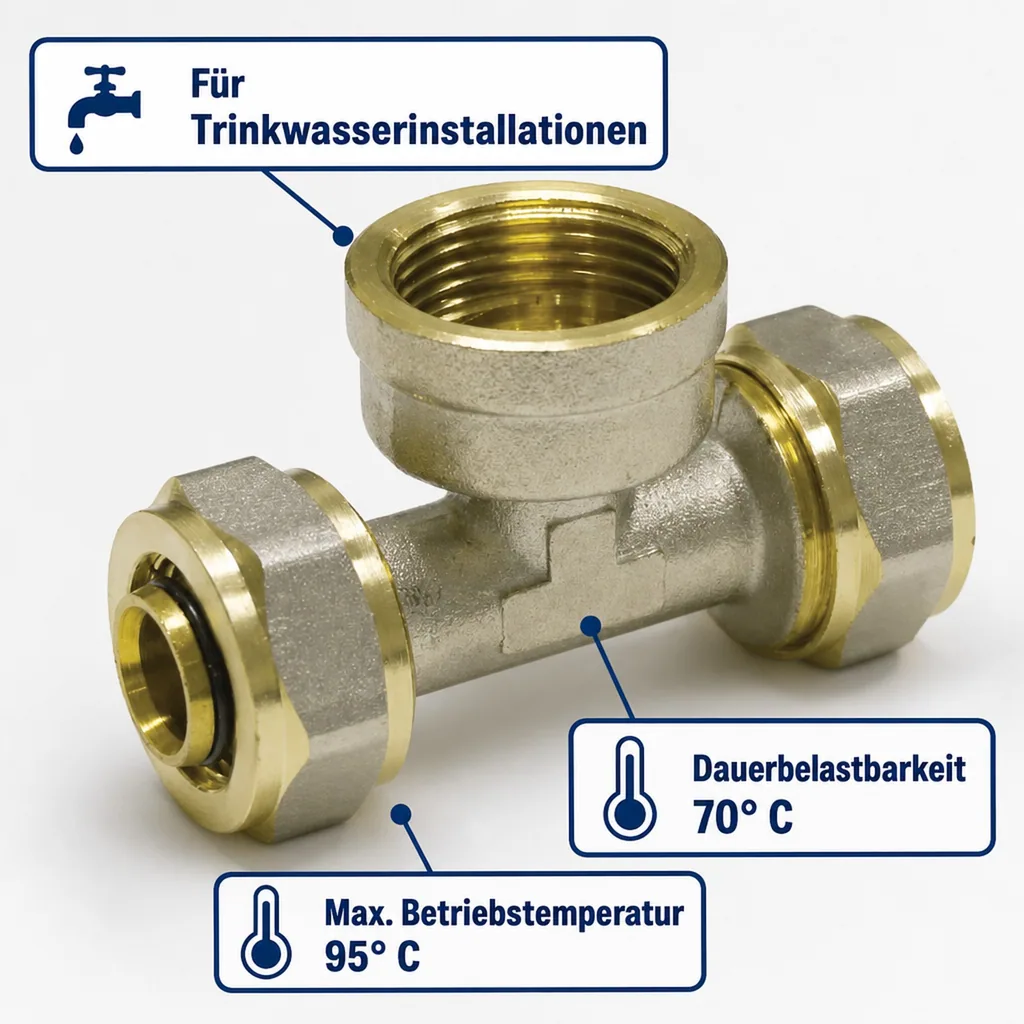 Schraubfitting T-Stück 16 x 2 - 3/4" IG - 16 x 2