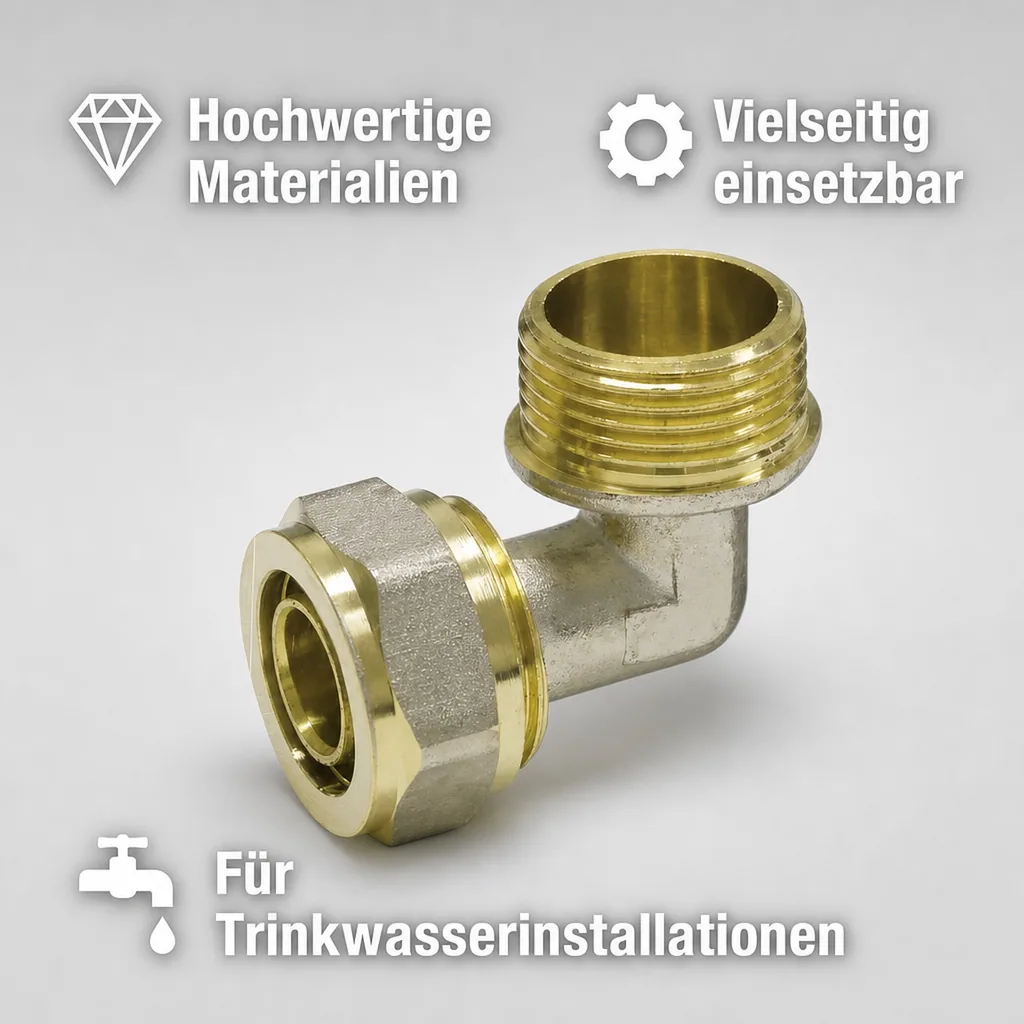 16mm Fitting, Winkel, Schraubfitting, 3/4 Zoll AG, für Verbundrohr
