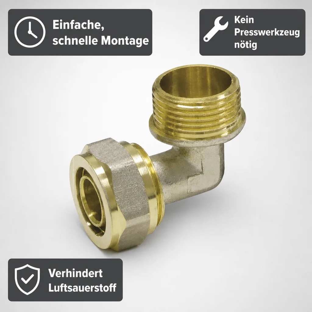 Schraubfitting Winkel 32 x 3 - 3/4" AG