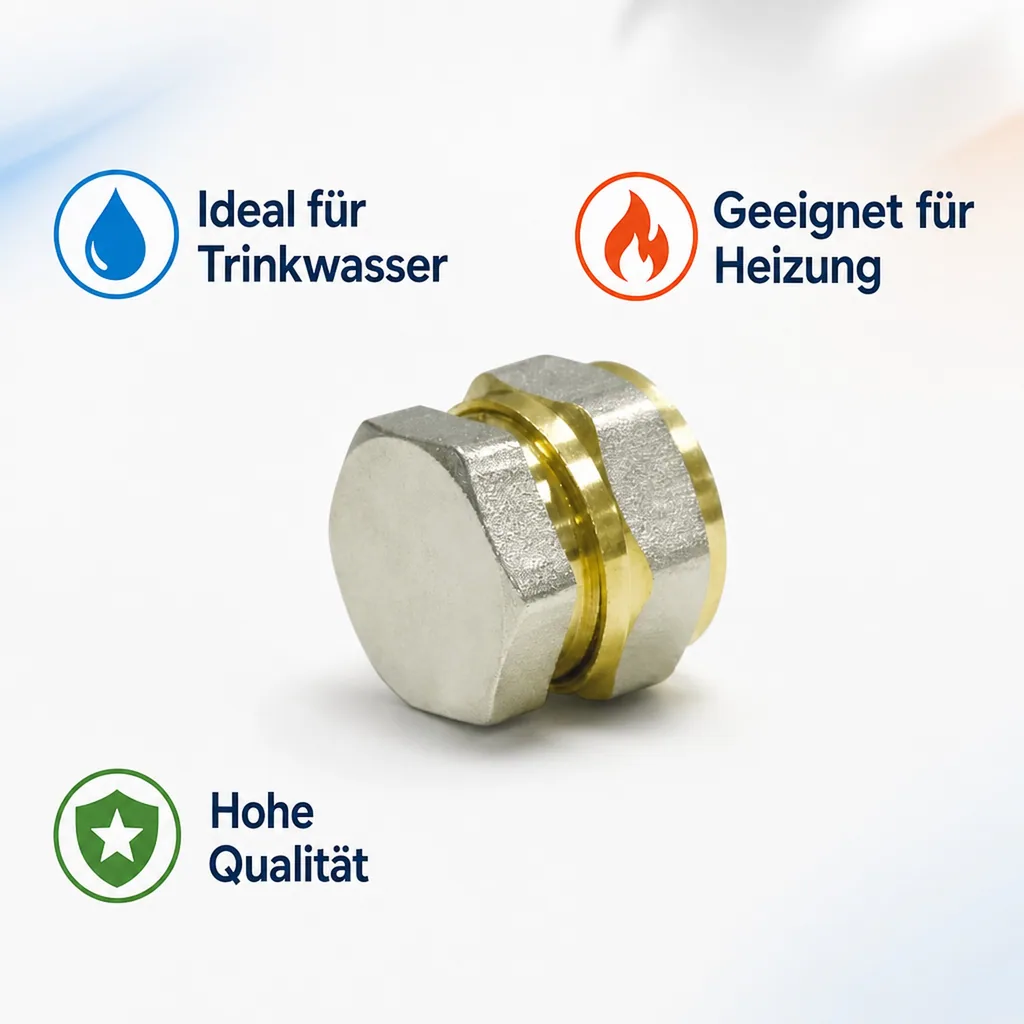 Schraubfitting Stopfen 16mm, Verbundrohr Fitting, DVGW Zertifiziert