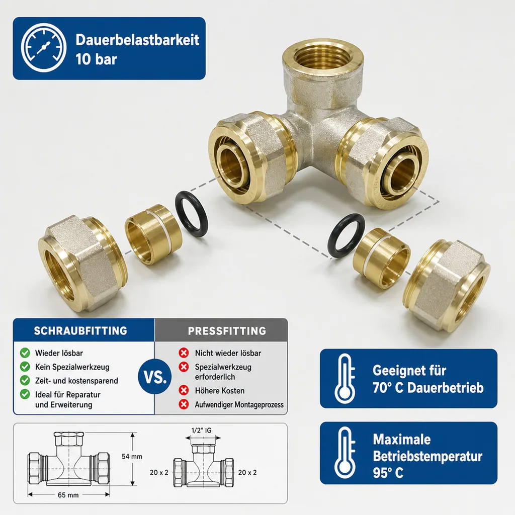 Schraubfitting Wandwinkel V- 90° 20 x 2 - 1/2" IG - 20 x 2
