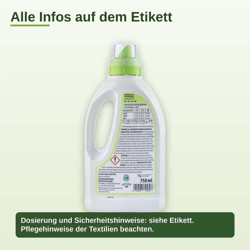 ALMAWIN Waschmittel für Dunkles und Schwarzes 750 ml