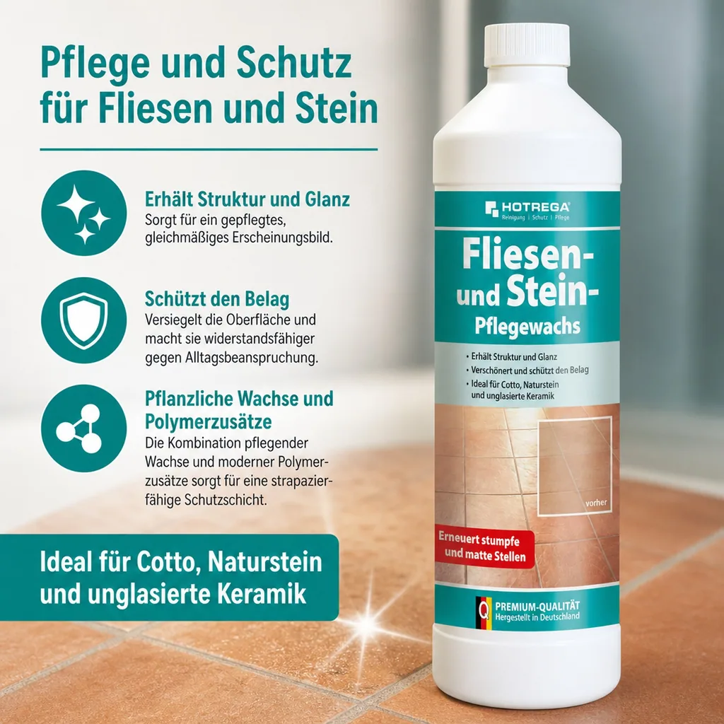 HOTREGA Fliesen und Stein Pflegewachs 1 Liter Konzentrat