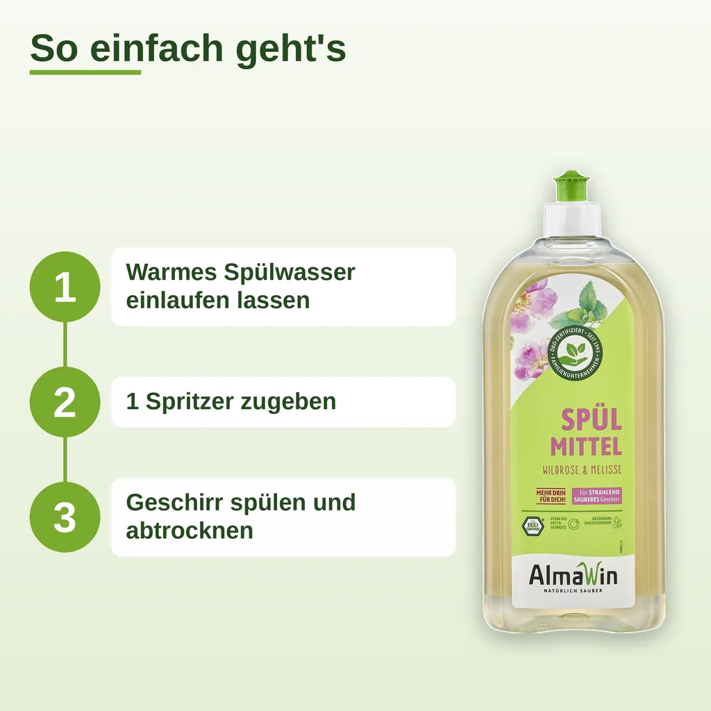 ALMAWIN Spülmittel Wildrose Melisse 1 Liter