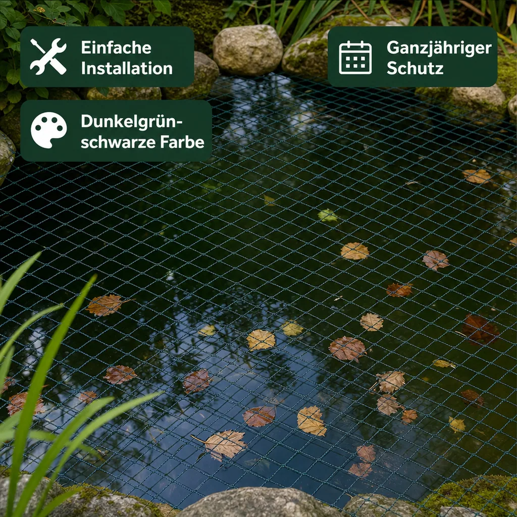 Teichschutznetz 5x2m (10m²), Laubschutznetz Teich, reißfestes Netz