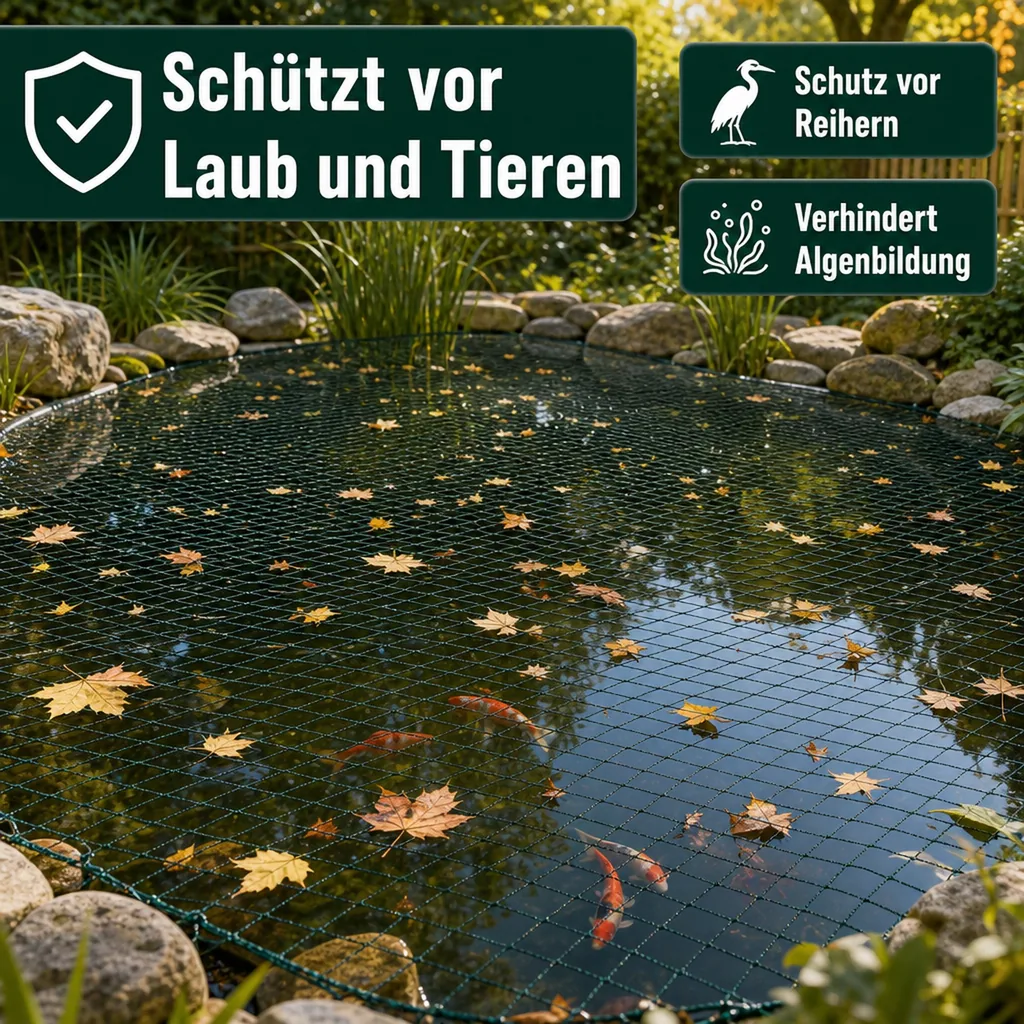 Teichschutznetz 8x10m (80m²), Laubschutznetz, Reißfest, UV-Stabil