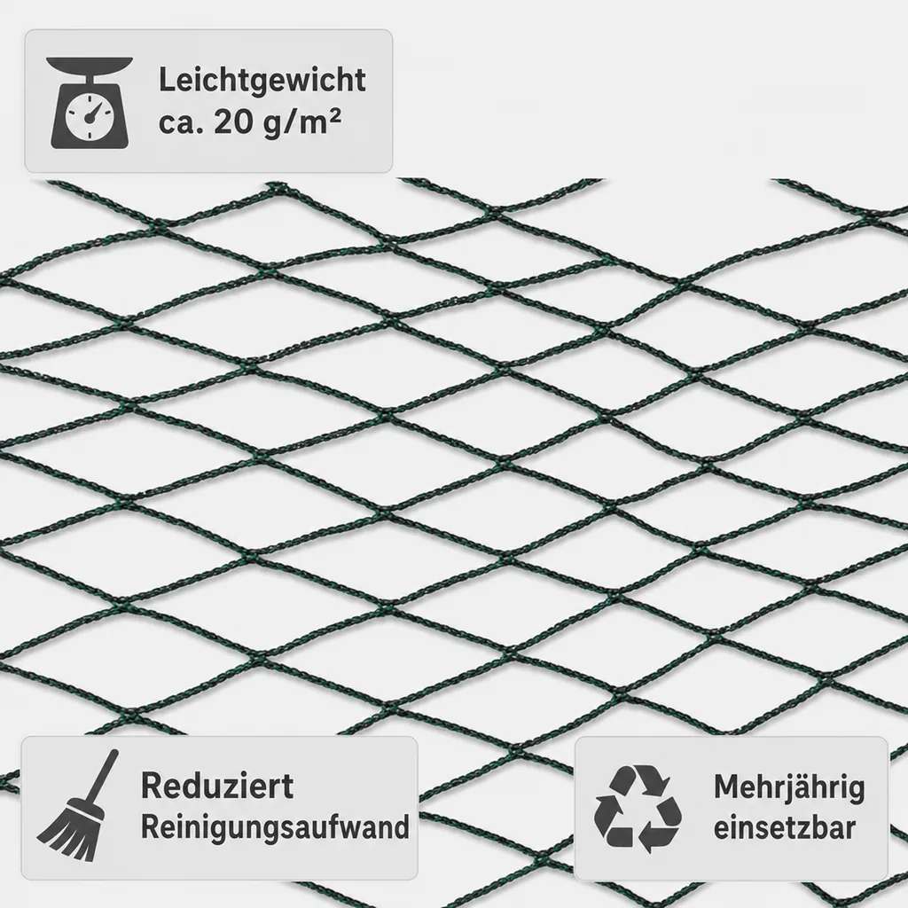 Teichschutznetz 6 m x 25 m, 150m², Teichabdecknetz, Laubschutz