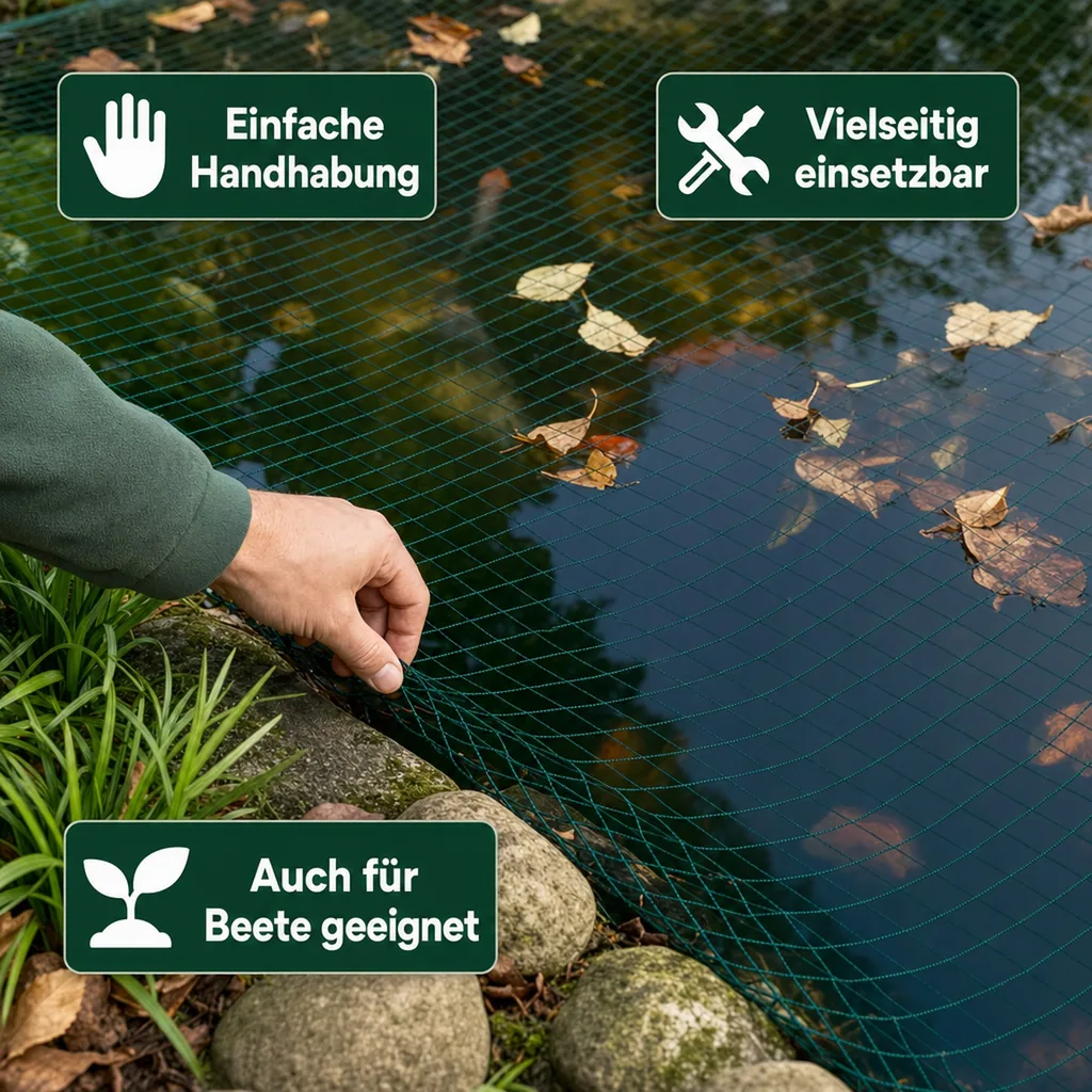 Teichschutznetz 6 m x 25 m, 150m², Teichabdecknetz, Laubschutz