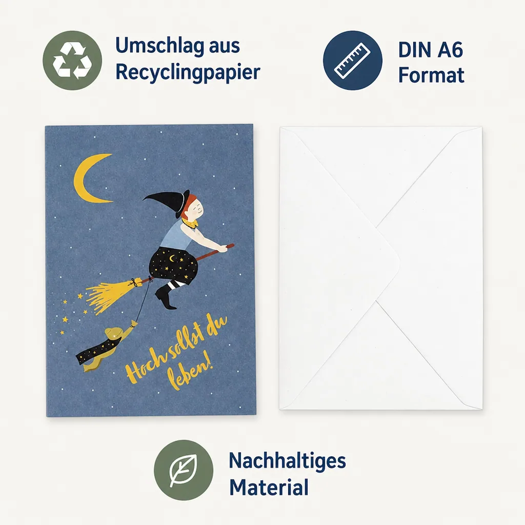 Ava & Yves Glückwunsch Klappkarte Hexe