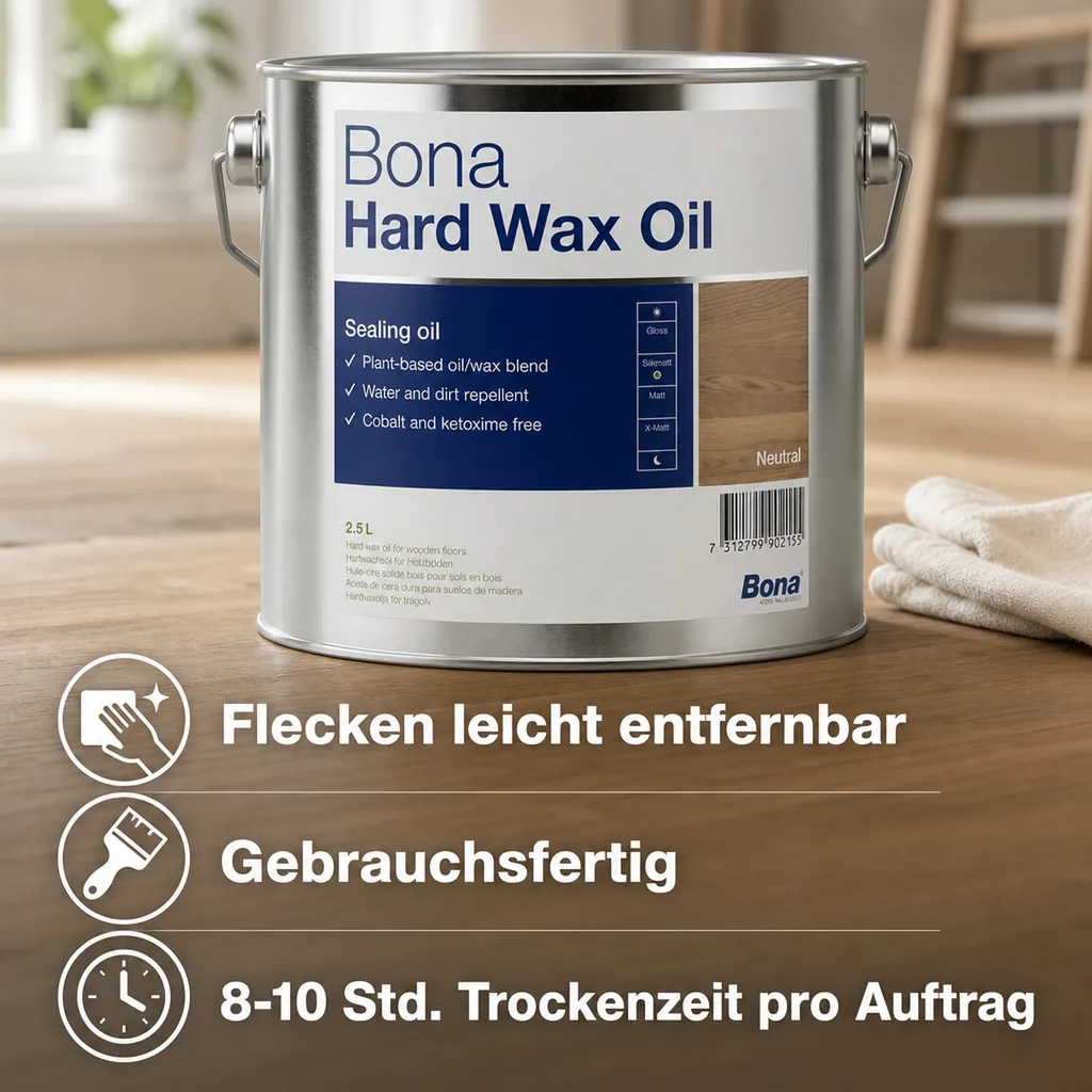 BONA Hardwax Oil matt 2,5 Liter für Holzböden im Innenbereich