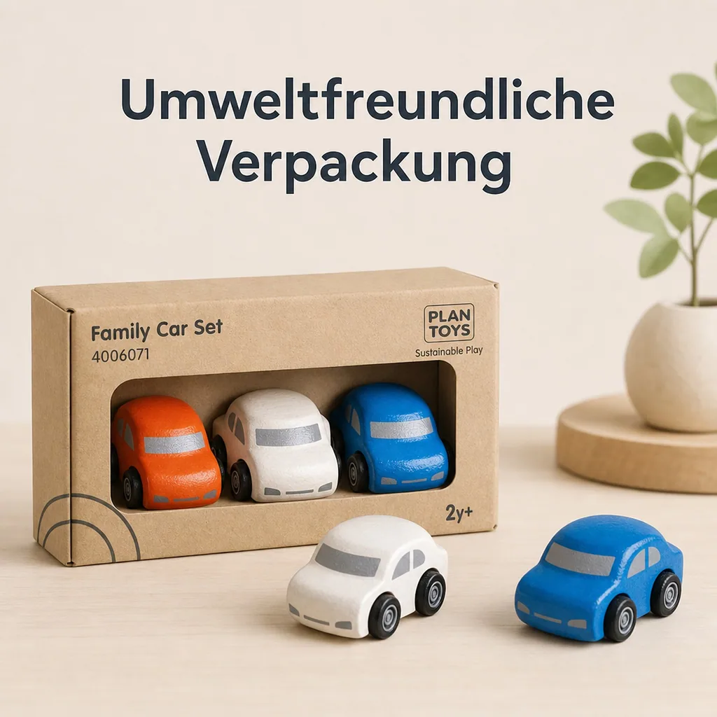 Plan Toys Spielzeug Familienauto-Set Holz