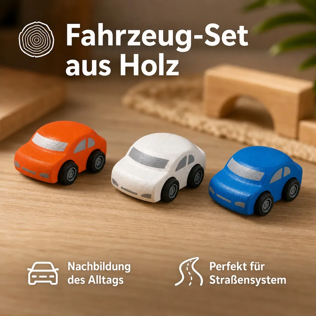 Plan Toys Spielzeug Familienauto-Set Holz