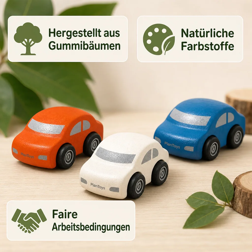 Plan Toys Spielzeug Familienauto-Set Holz