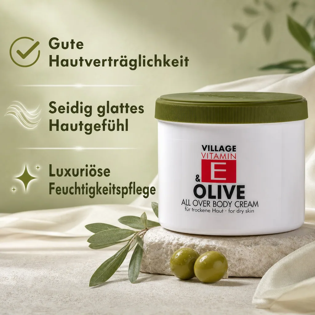 VILLAGE Vitamin E Bodycream Olive 500ml Körperlotion