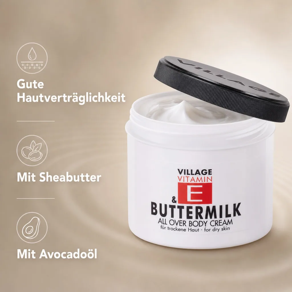 VILLAGE Vitamin E Bodycream Buttermilch 500ml Körperlotion