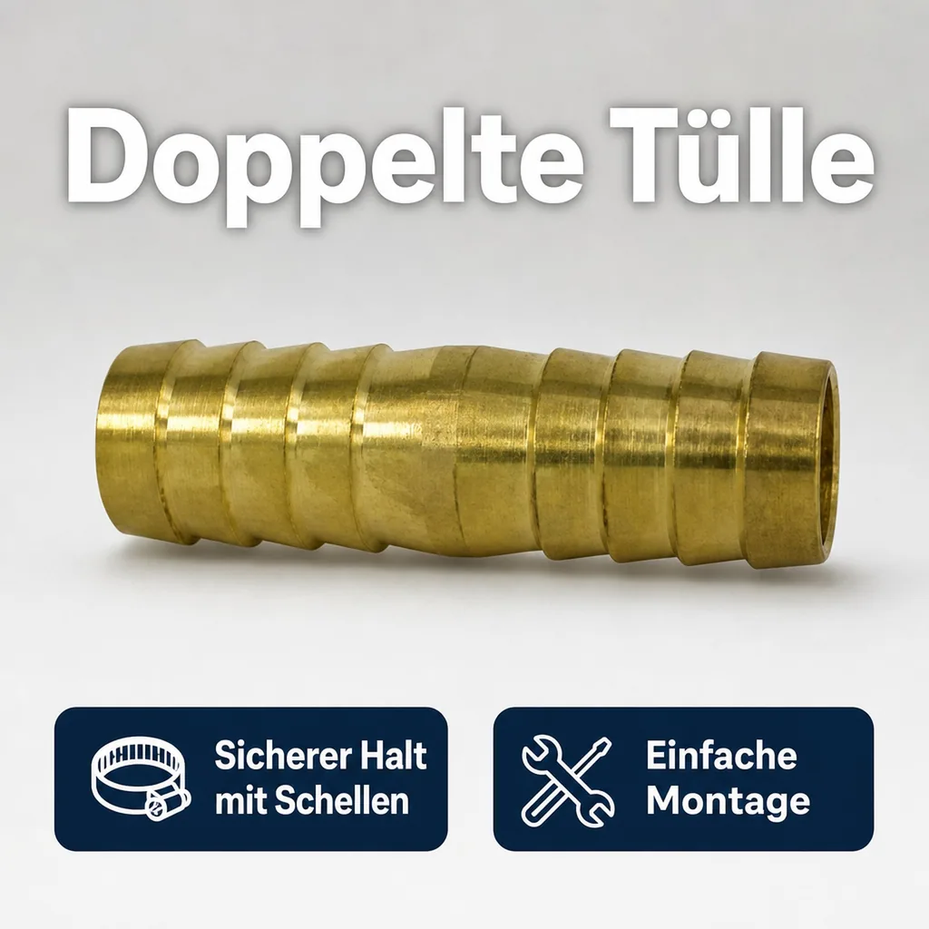 Messing  Schlauchverbinder/ doppelte Tülle 3/4" Zoll