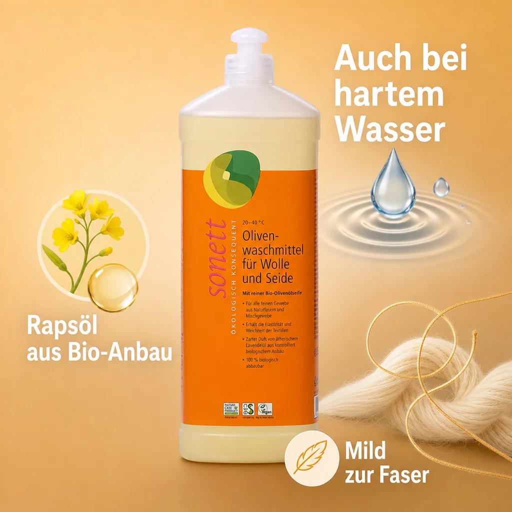 SONETT Waschmittel flüssig Olive 1 Liter WOLLE & SEIDE