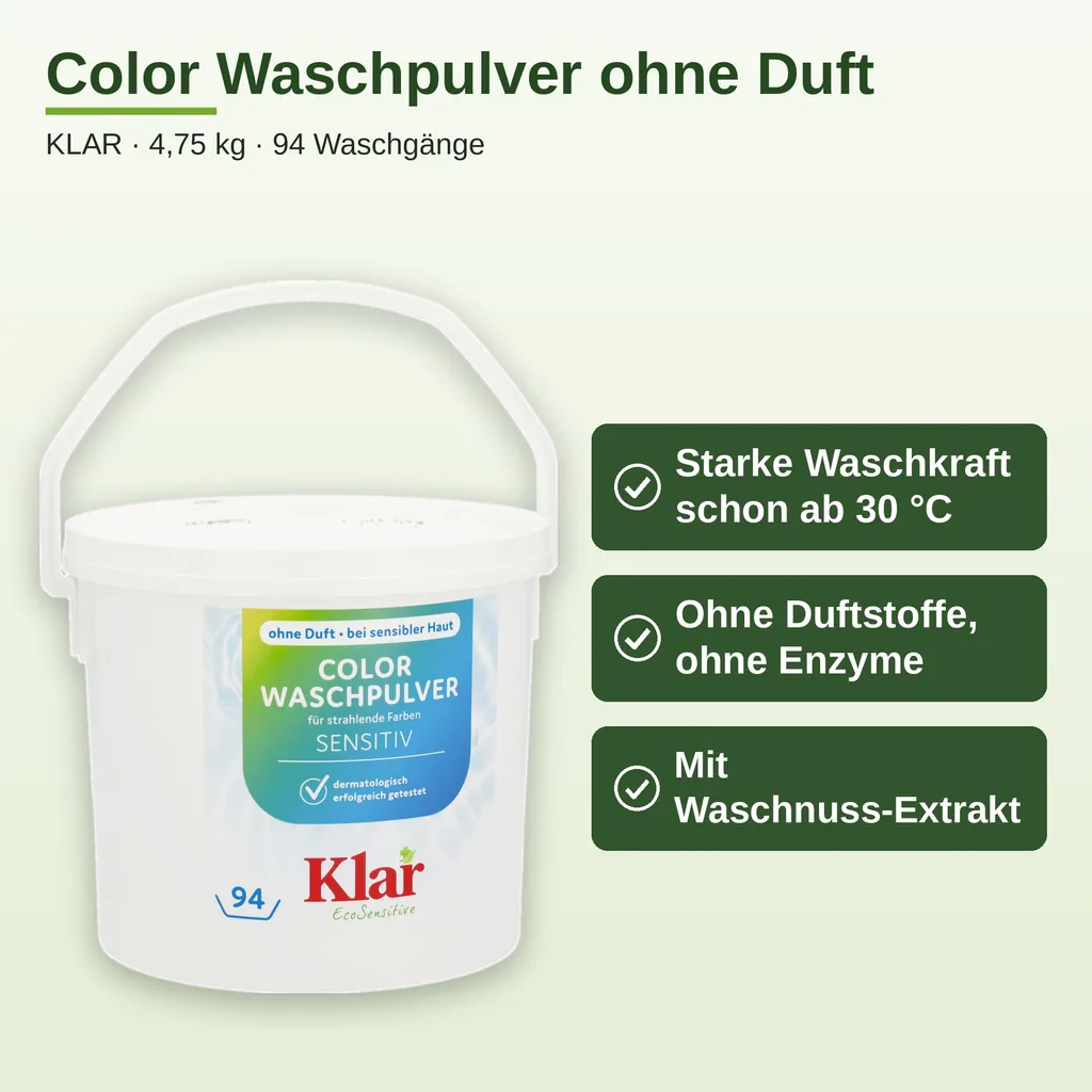 KLAR Color Waschmittelpulver ohne Duft 4,750 kg